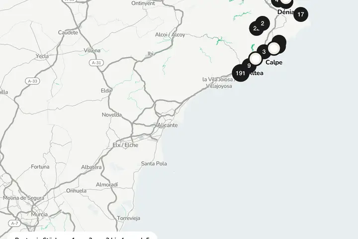 Kartenausschnitt Costa Blanca